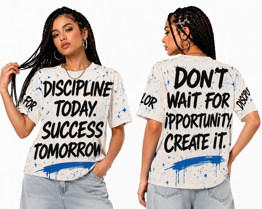 Don't Wait For Opportunity Create It All-Over Print Tee | Hustle Mindset Street Art T-Shirt