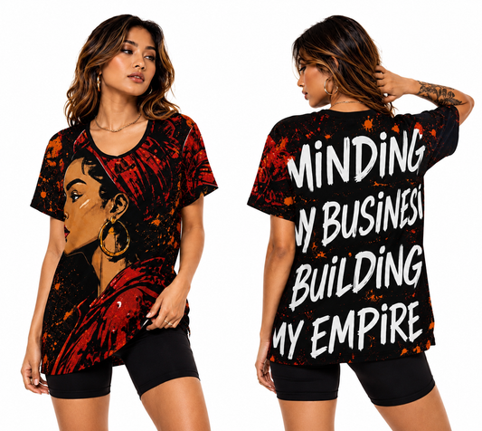 Black Queen Red Headwrap All-Over Print Street Art Portrait Tee | Afrocentric Women Graphic Women's athletic t-shirt