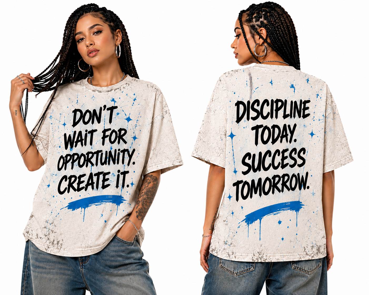 Don't Wait For Opportunity Create It All-Over Print Graffiti Tee | Hustle Mindset Street Art T-Shirt